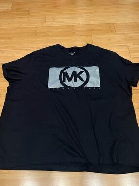 Michael Kors Black Tee with Silver MK Logo 4XL
